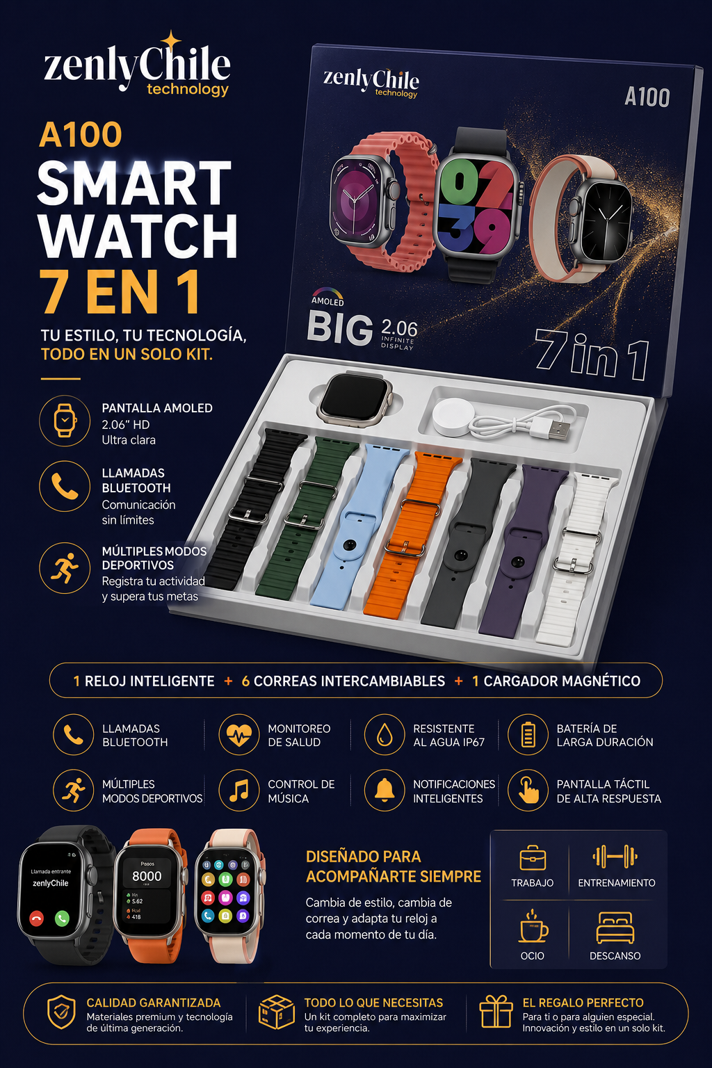 RELOJ INTELIGENTE SMARTWATCH ULTRA 7 EN 1