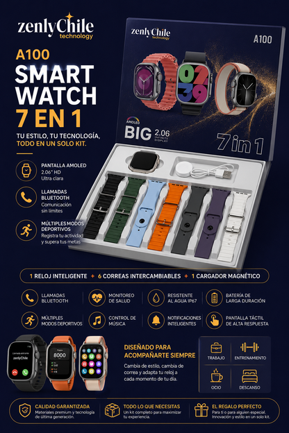 RELOJ INTELIGENTE SMARTWATCH ULTRA 7 EN 1