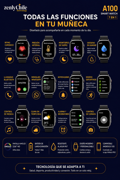 RELOJ INTELIGENTE SMARTWATCH ULTRA 7 EN 1